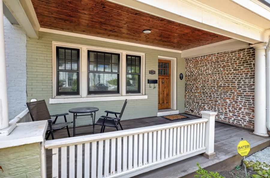 Historic Craftsman-style bungalow porch in downtown Lexington, Kentucky